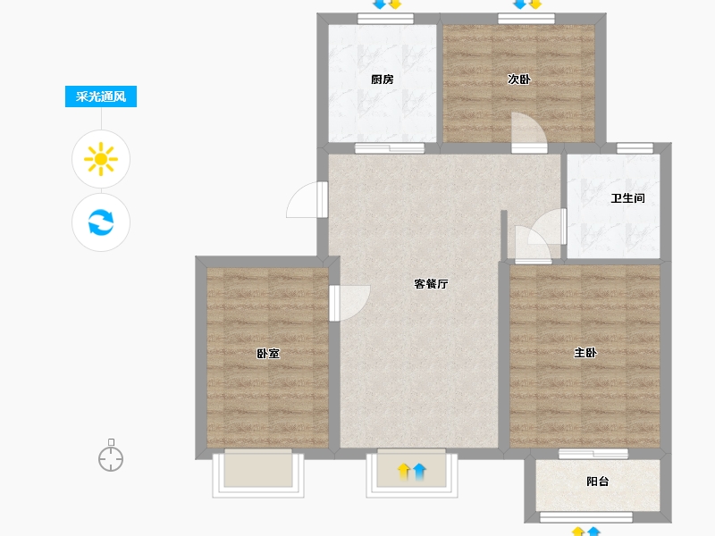 天津-天津市-南湖-72.00-户型库-采光通风