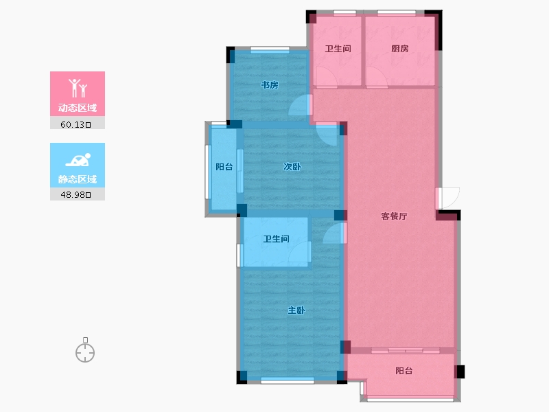 浙江省-湖州市-景都翡翠湾东区    天鹅湾-96.80-户型库-动静分区