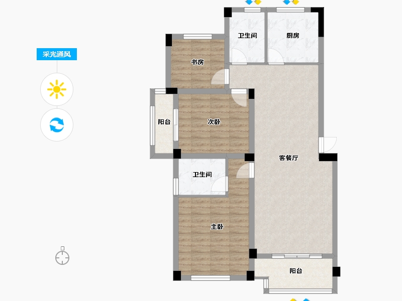 浙江省-湖州市-景都翡翠湾东区    天鹅湾-96.80-户型库-采光通风