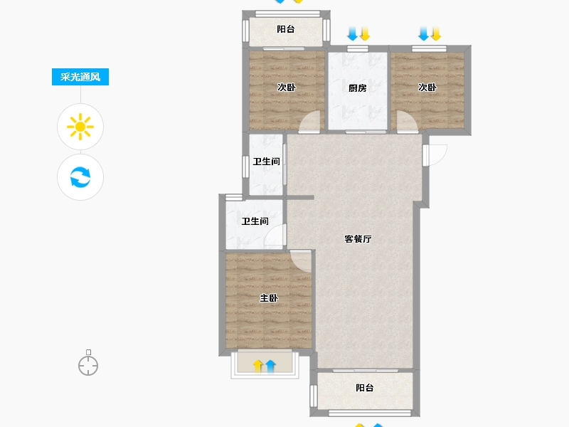 湖北省-武汉市-中建星光城-86.00-户型库-采光通风