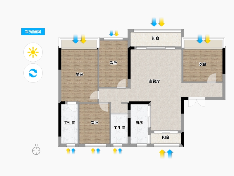 重庆-重庆市-碧桂园智慧家-115.20-户型库-采光通风