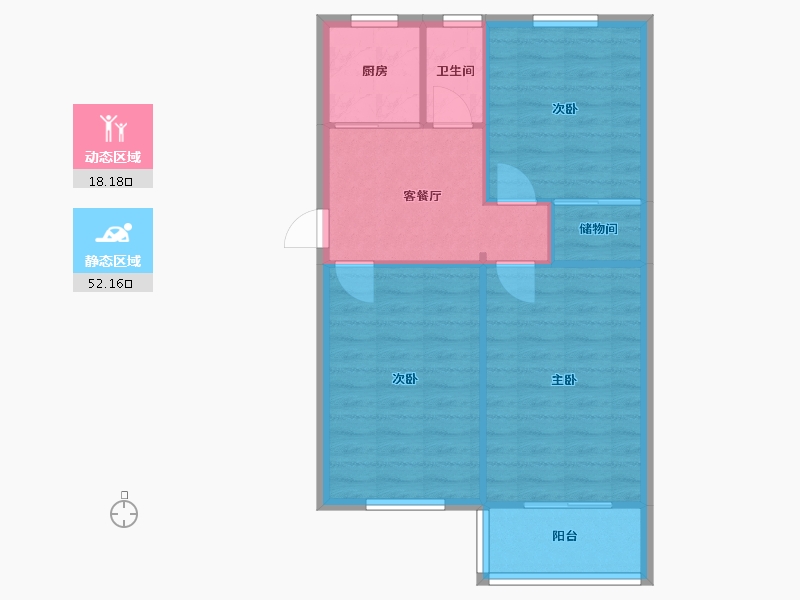 江苏省-南京市-北四卫头-66.50-户型库-动静分区