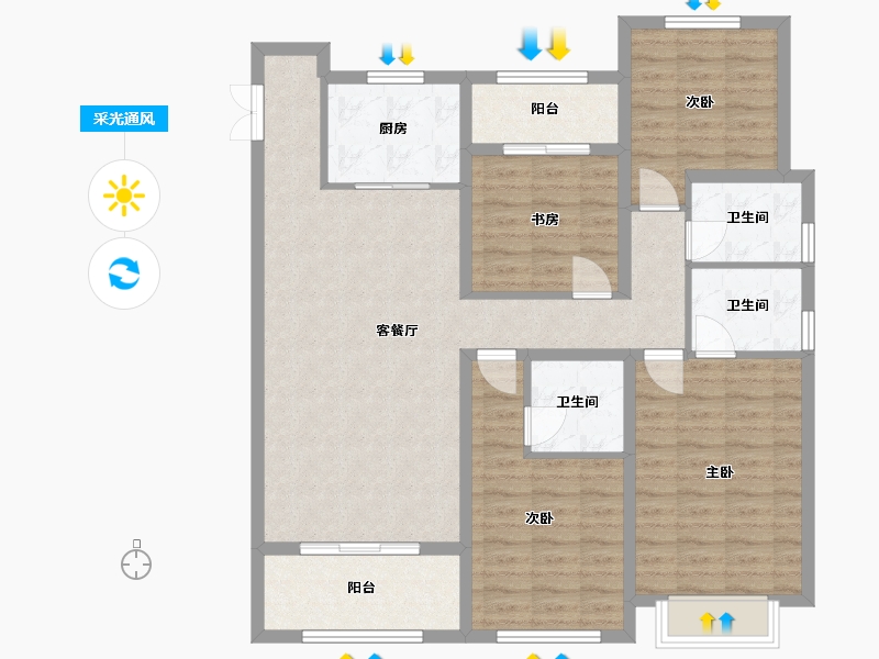 山东省-泰安市-泰山院子-122.00-户型库-采光通风