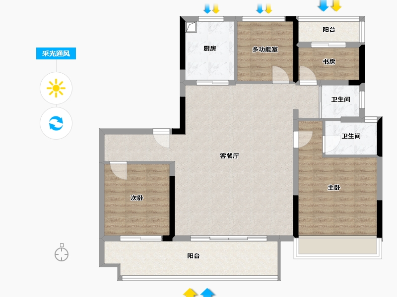 河南省-焦作市-碧桂园-112.00-户型库-采光通风