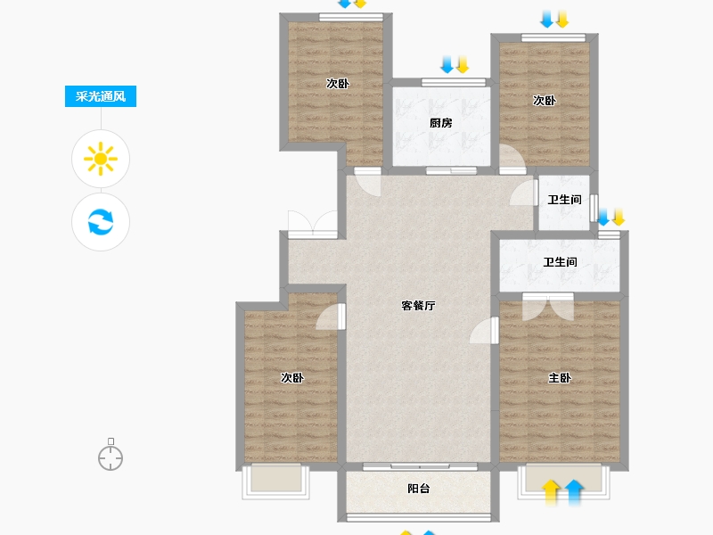 山西省-长治市-锦福苑-128.80-户型库-采光通风