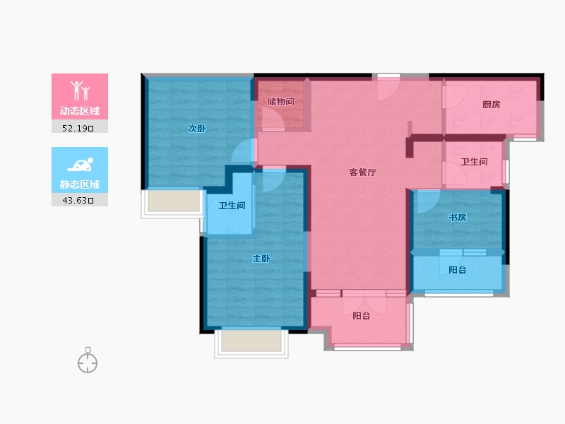 陕西省-西安市-世园林语-94.40-户型库-动静分区