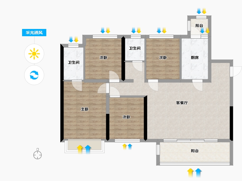 四川省-成都市-锦澜悦山-108.80-户型库-采光通风