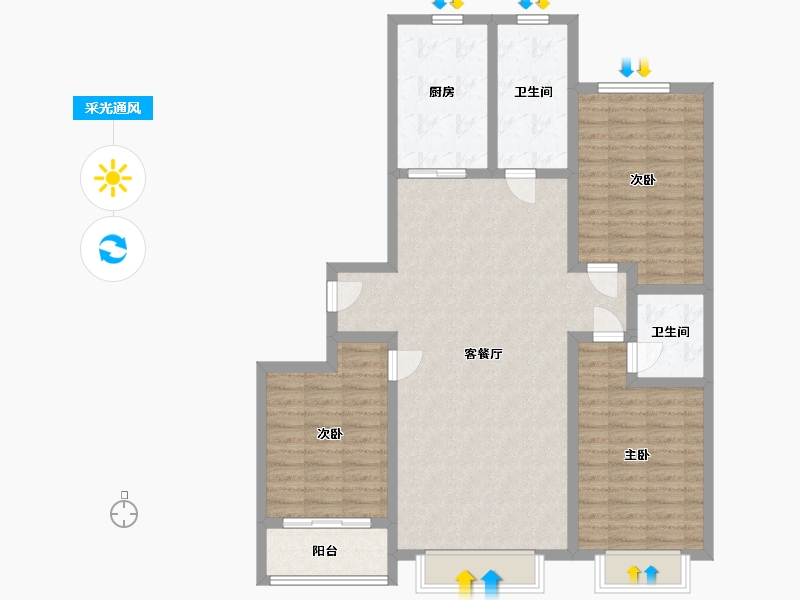 山东省-潍坊市-东鲁文苑-111.75-户型库-采光通风