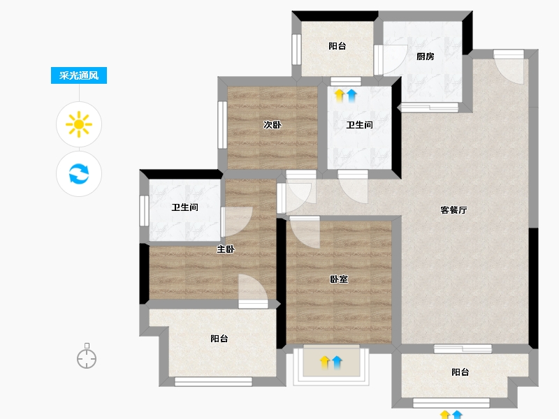 四川省-眉山市-天府创新中心-76.00-户型库-采光通风