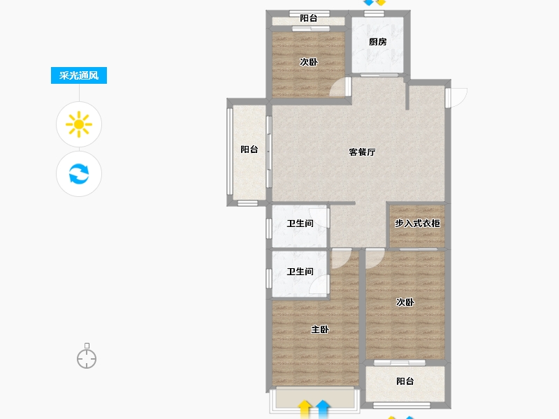 浙江省-金华市-星耀城-96.56-户型库-采光通风