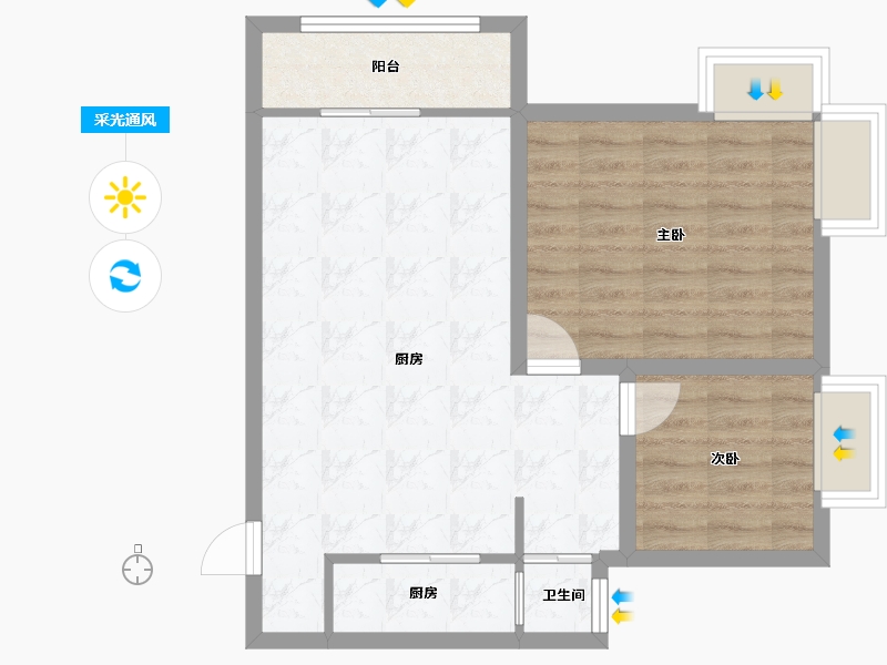 广东省-深圳市-长城盛世家园二期-61.40-户型库-采光通风