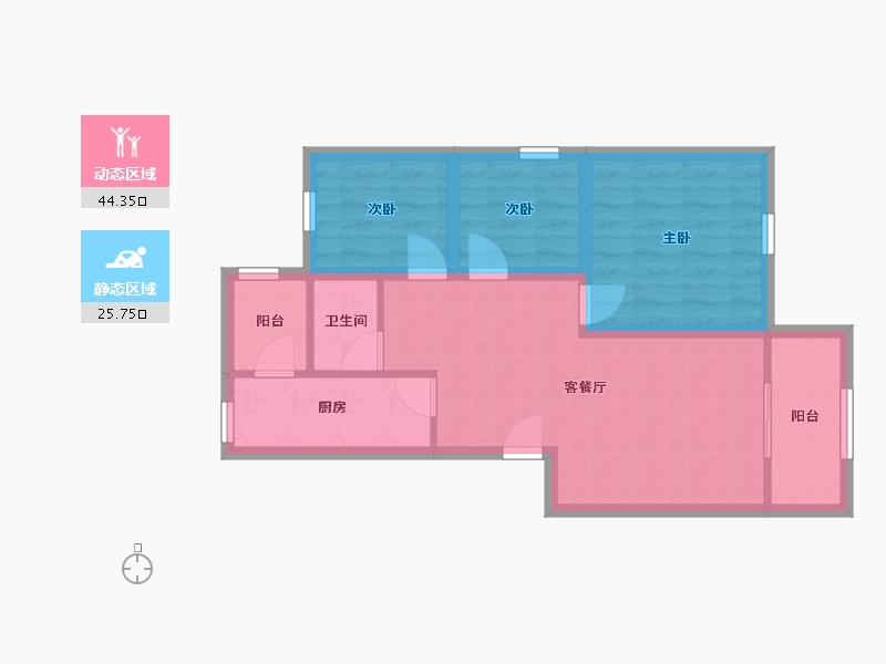 广东省-深圳市-景田南住宅小区-61.86-户型库-动静分区