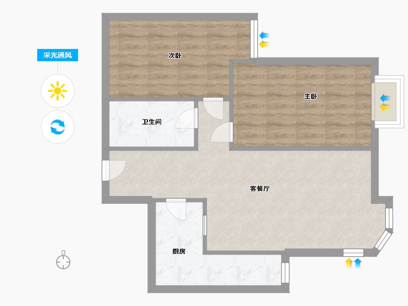 北京-北京市-四方景园二区-60.00-户型库-采光通风