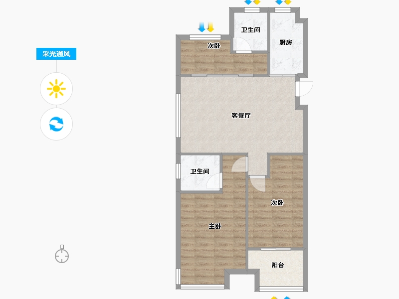 浙江省-湖州市-桐昆名仕府-80.80-户型库-采光通风