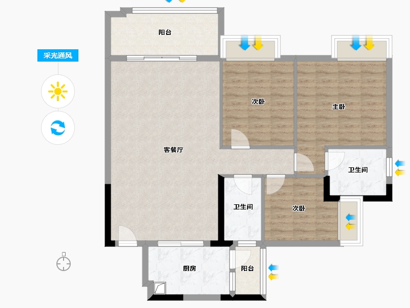 广东省-江门市-金汇城市广场-106.15-户型库-采光通风