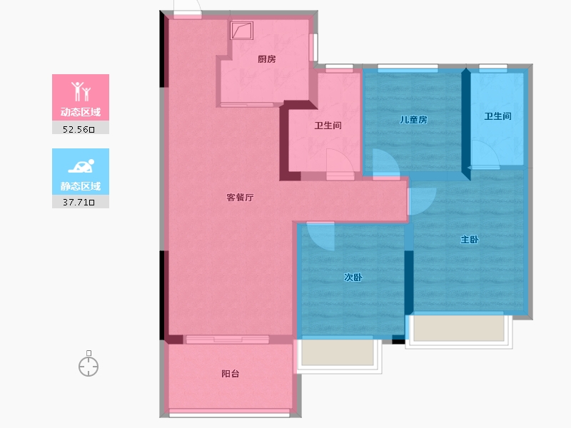 江西省-南昌市-朝阳春天-79.40-户型库-动静分区