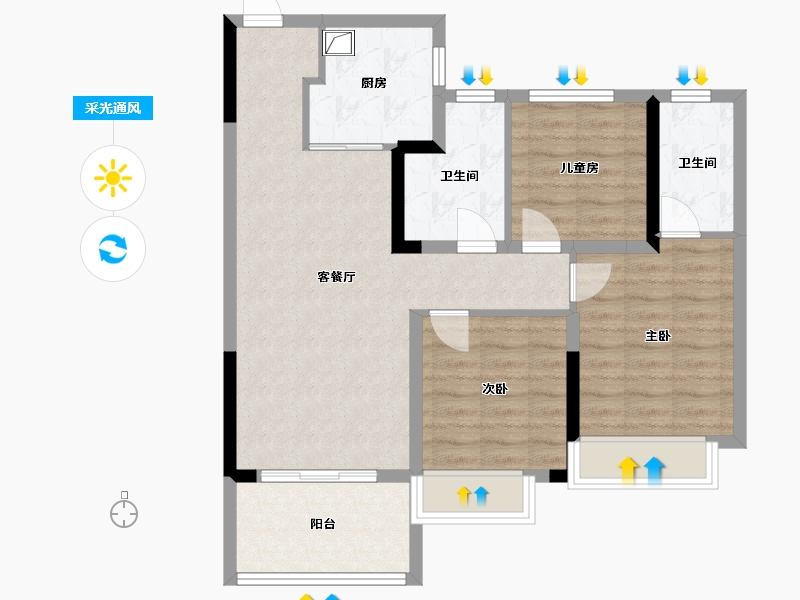 江西省-南昌市-朝阳春天-79.40-户型库-采光通风