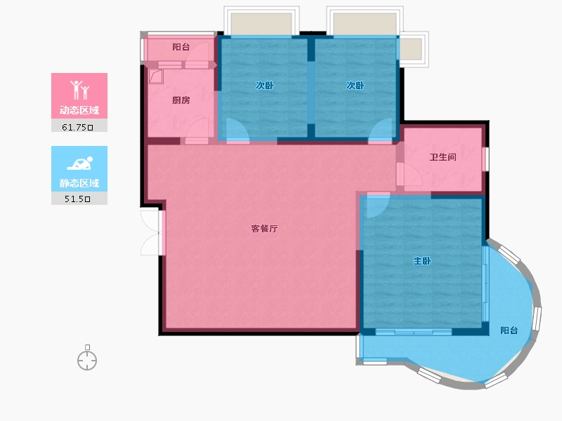 内蒙古自治区-乌海市-陶然印象-104.00-户型库-动静分区