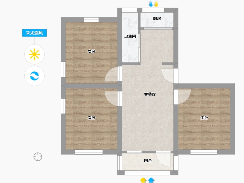 黑龙江省-鹤岗市-光侨街小区-50.15-户型库-采光通风