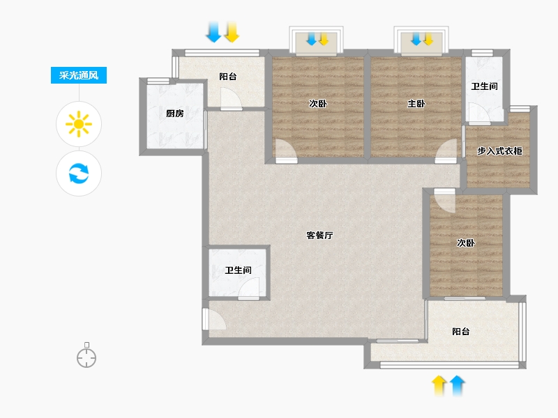 黑龙江省-鹤岗市-波托菲诺天鹅堡-117.13-户型库-采光通风