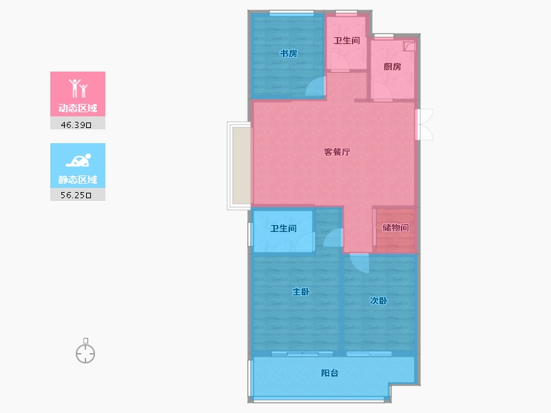 浙江省-温州市-南门佳园-93.60-户型库-动静分区