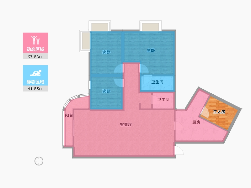 黑龙江省-鹤岗市-假日湾-104.19-户型库-动静分区