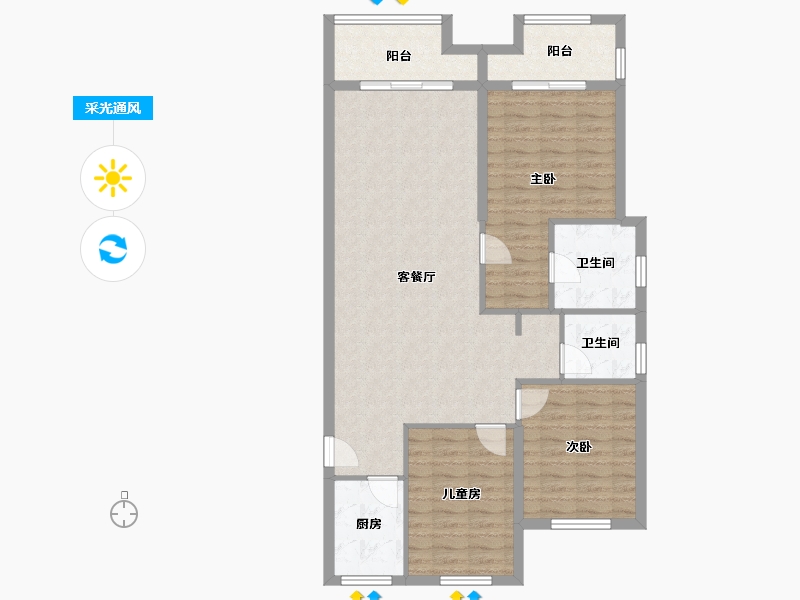 福建省-莆田市-保利天宸-102.40-户型库-采光通风