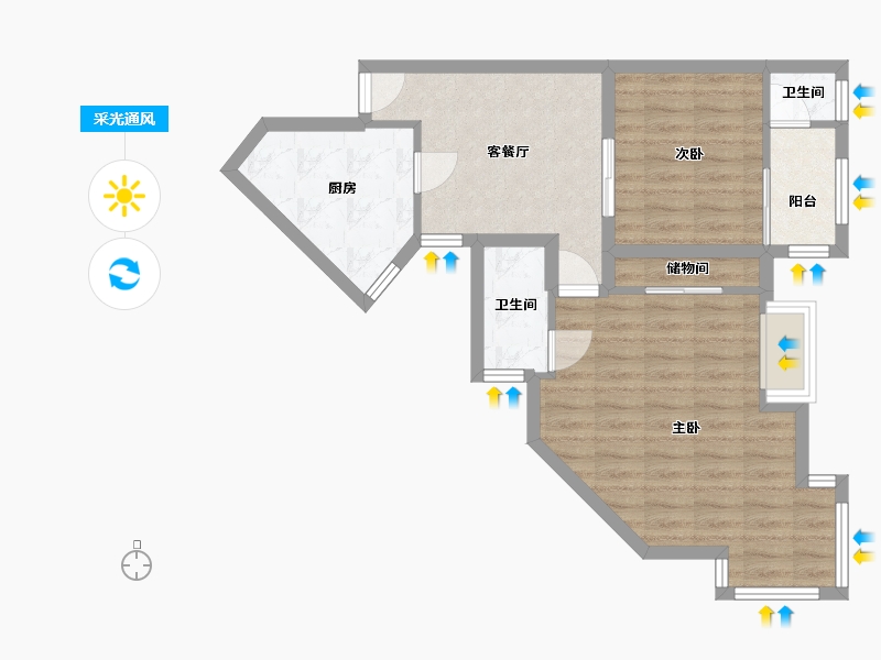 广东省-深圳市-香逸名园-62.47-户型库-采光通风