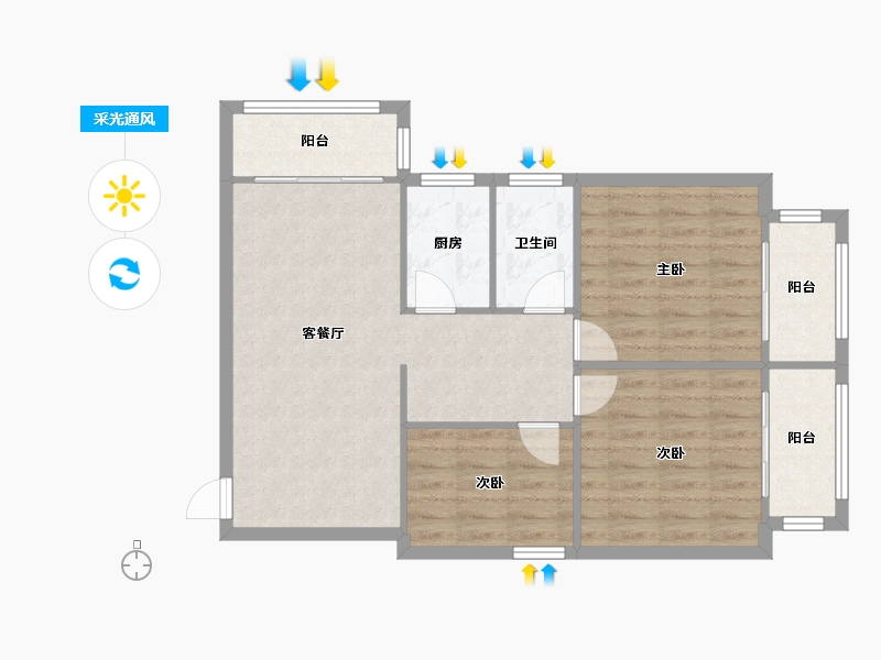 广东省-广州市-文昌花苑(长寿西路)-86.40-户型库-采光通风