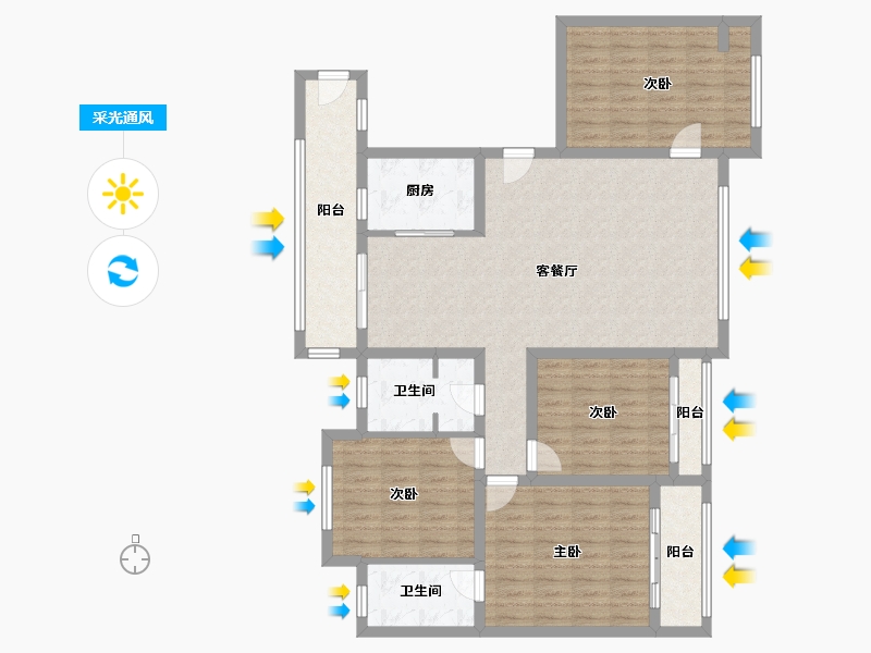 河北省-唐山市-恒大学庭-128.00-户型库-采光通风