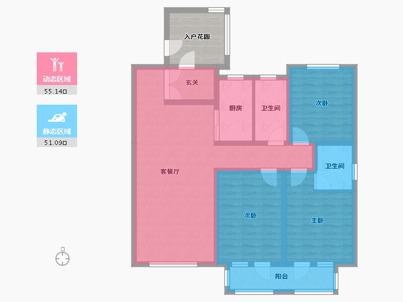 河北省-承德市-顺达帝景-106.65-户型库-动静分区