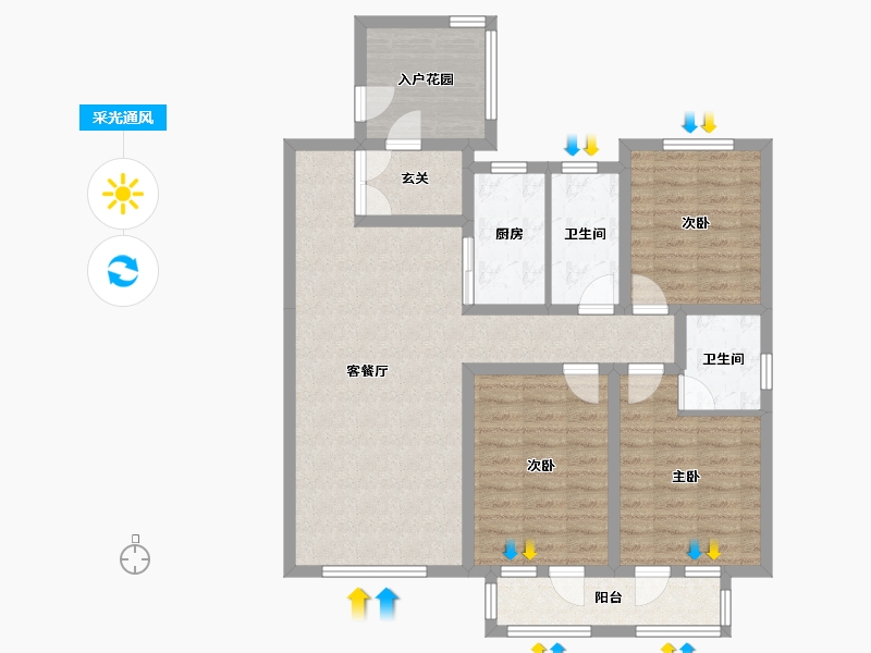 河北省-承德市-顺达帝景-106.65-户型库-采光通风