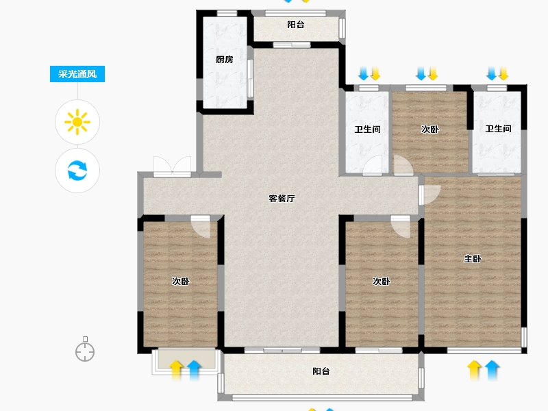 山东省-潍坊市-海珀苑-165.00-户型库-采光通风