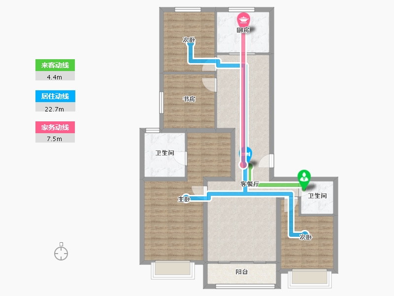 北京-北京市-西北旺统建房-126.87-户型库-动静线