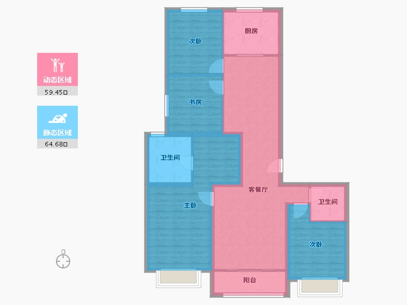 北京-北京市-西北旺统建房-126.87-户型库-动静分区