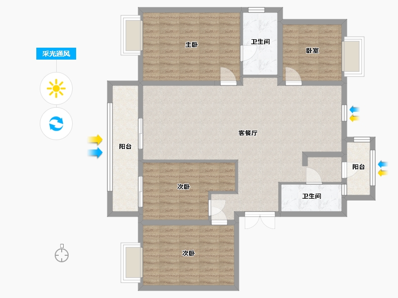 湖南省-长沙市-湖山赋-142.00-户型库-采光通风