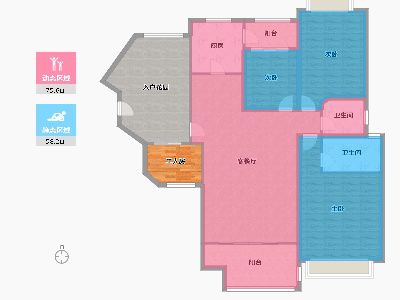 黑龙江省-鹤岗市-世纪村-148.43-户型库-动静分区