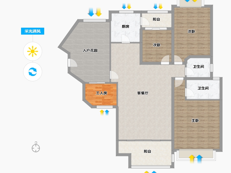 黑龙江省-鹤岗市-世纪村-148.43-户型库-采光通风