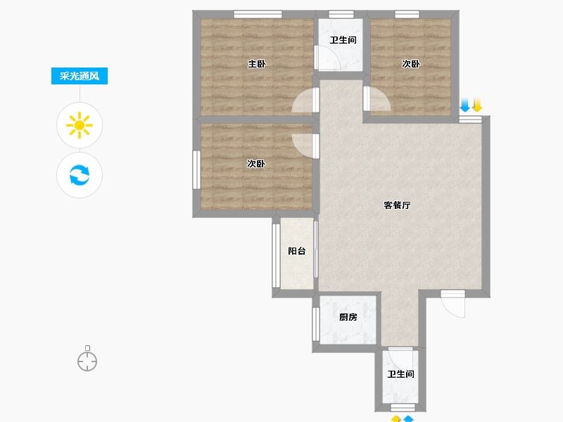 广东省-深圳市-长城盛世家园一期-72.78-户型库-采光通风