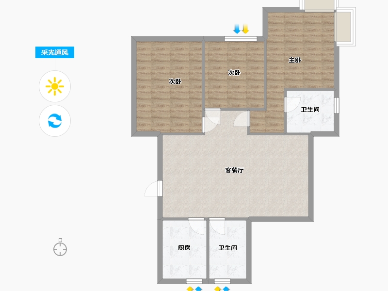 安徽省-马鞍山市-新宸金悦府-96.80-户型库-采光通风