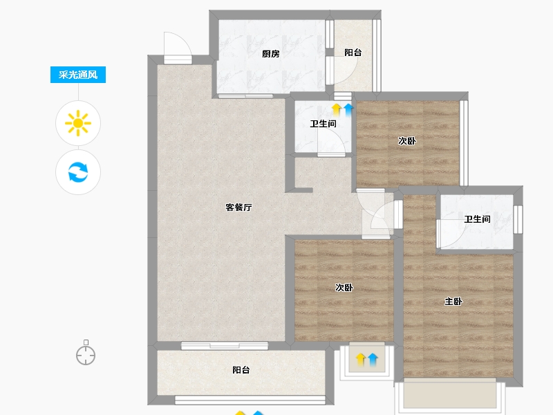 四川省-内江市-十里江湾-73.60-户型库-采光通风