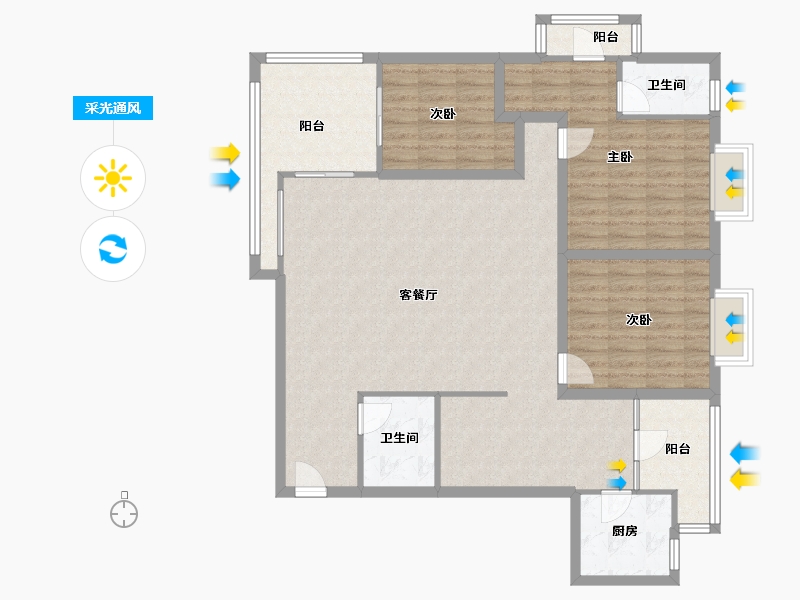 黑龙江省-鹤岗市-波托菲诺天鹅堡-121.62-户型库-采光通风