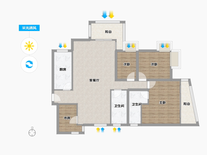 黑龙江省-鹤岗市-假日湾-103.87-户型库-采光通风