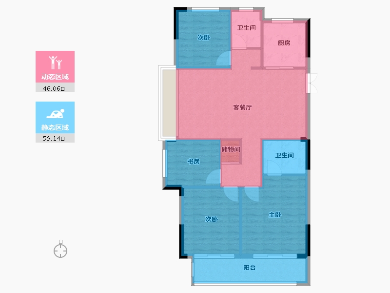 浙江省-温州市-东欣华庭-100.35-户型库-动静分区