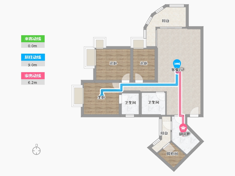 黑龙江省-鹤岗市-假日湾-80.25-户型库-动静线