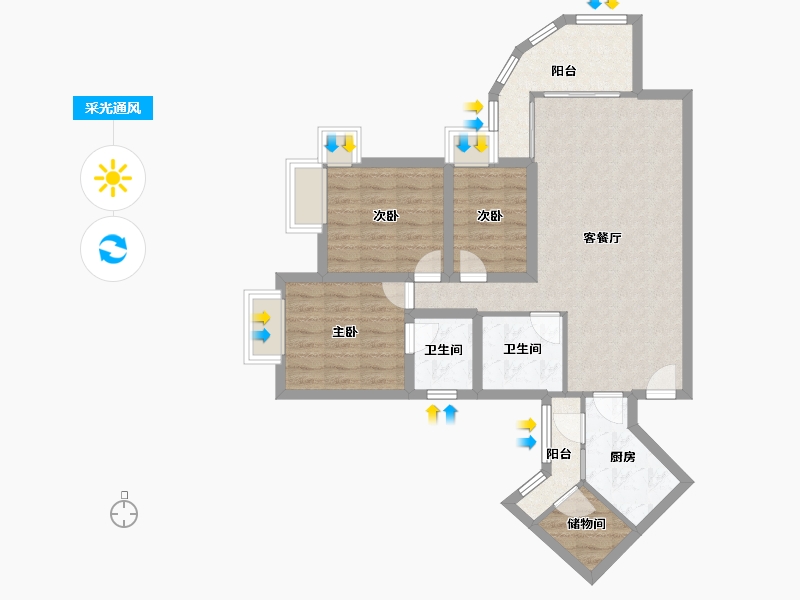 黑龙江省-鹤岗市-假日湾-80.25-户型库-采光通风