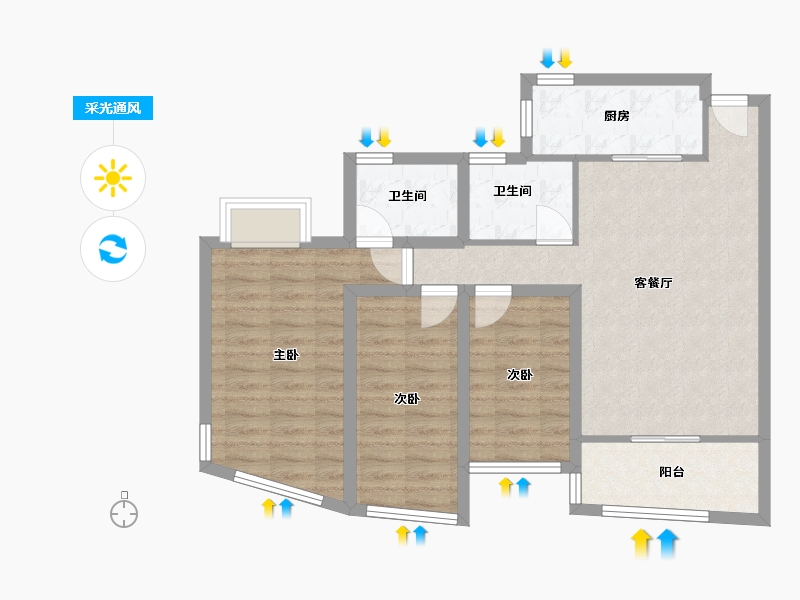 广东省-深圳市-金成时代家园-80.85-户型库-采光通风