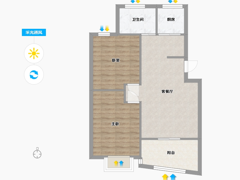 上海-上海市-东城新村-62.90-户型库-采光通风