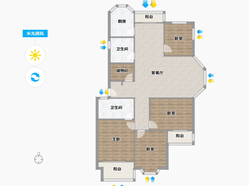 安徽省-芜湖市-香樟城市花园-134.99-户型库-采光通风