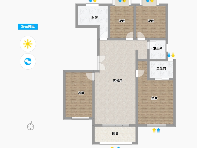 河南省-南阳市-田源新城-120.00-户型库-采光通风